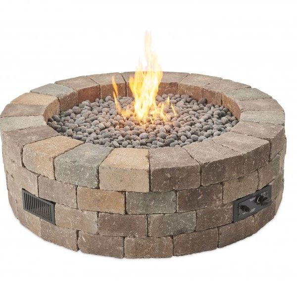 Bronson Block Round Gas Fire Pit Kit by Outdoor Great Room - Image 7